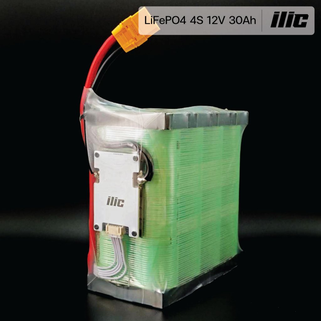 ilic แบตเตอรี่ลิเธียมฟอสเฟต LiFePO4 32650 4S 12V 30Ah ติดตั้ง BMS 2IN1