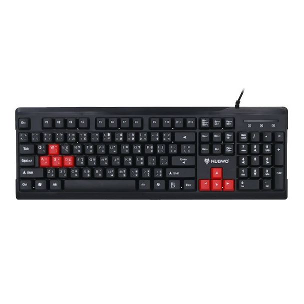 KEYBOARD (คีย์บอร์ด) NUBWO NK-015 QUIET (BLACK-RED) (RUBBER DOME) (EN/TH)