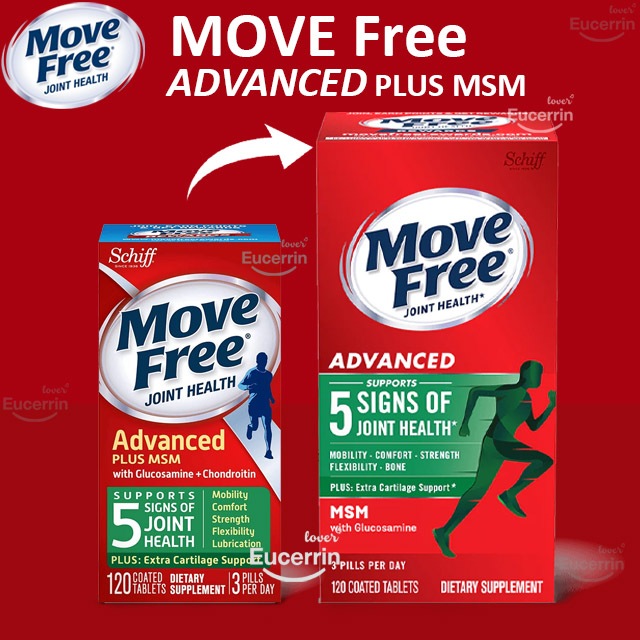 Schiff, Move Free, Advanced Plus MSM with Glucosamine & Chondroitin, 120 Coated Tablets บำรุงกระดูกข้อเข่า