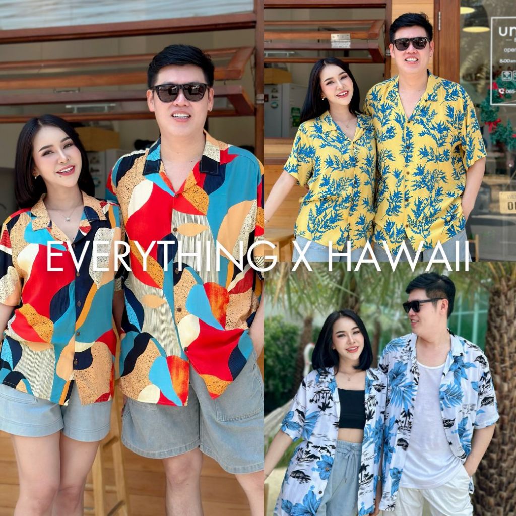 EverythingXHawaii (701) เสื้อฮาวาย เสื้อเชิ้ตแขนสั้น ใส่ได้ทั้งชาย-หญิง ผ้าสปันพรีเมี่ยม ลายสดใส ใส่ไปทะเล *ได้1ตัว*