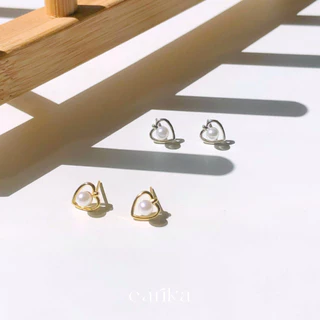 earika.earrings - white pearl stud collection รวมต่างหูแป้นไข่มุกขาวขนาดเล็กก้านเงินแท้ชุบทองคำขาว ผิวแพ้ง่ายใส่ได้