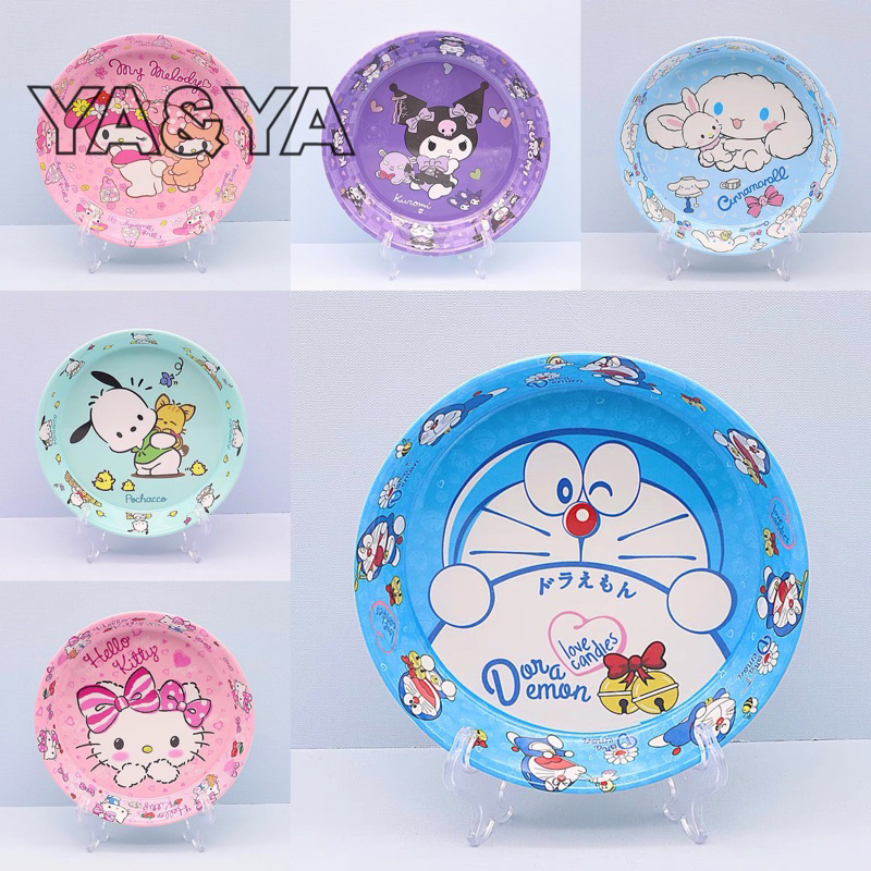 YA&YAพร้อมส่ง ชามเมลามีน (6นิ้ว) ทรงกลม ทรงเหลี่ยม จานลายการ์ตูนคิตตี้ จานชามเด็ก ใส่ขนม ผลไม้ ของว่าง