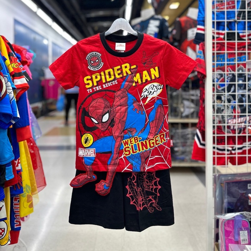 เสื้อ+กางเกงสไปเดอร์แมน ไอรอนแมน ไดโนเสาร์ขาห้อยลิขสิทธิ์แท้