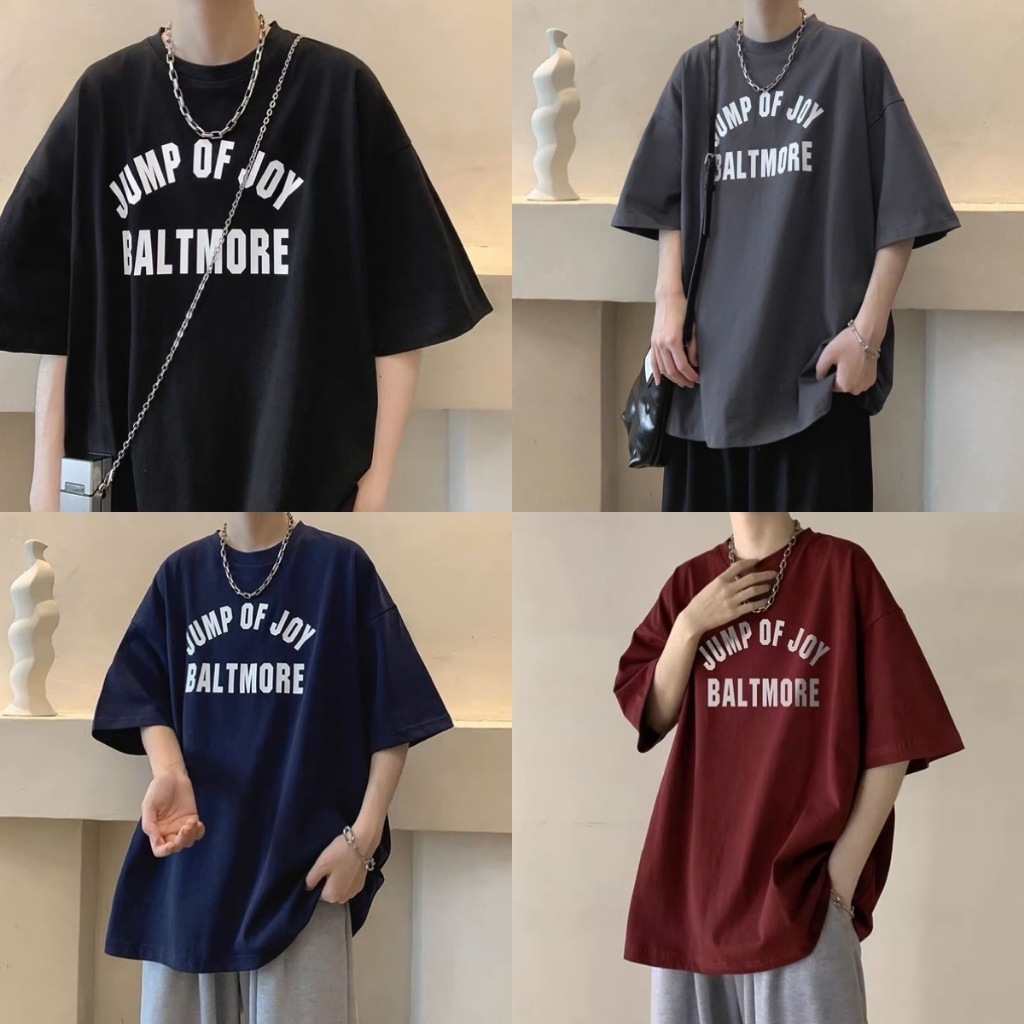 เสื้อยืดคอกลม แขนสั้น สกรีน Jump สไตล์เกาหลี มินิมอล ลุคหนุ่มเกาหลี TT87