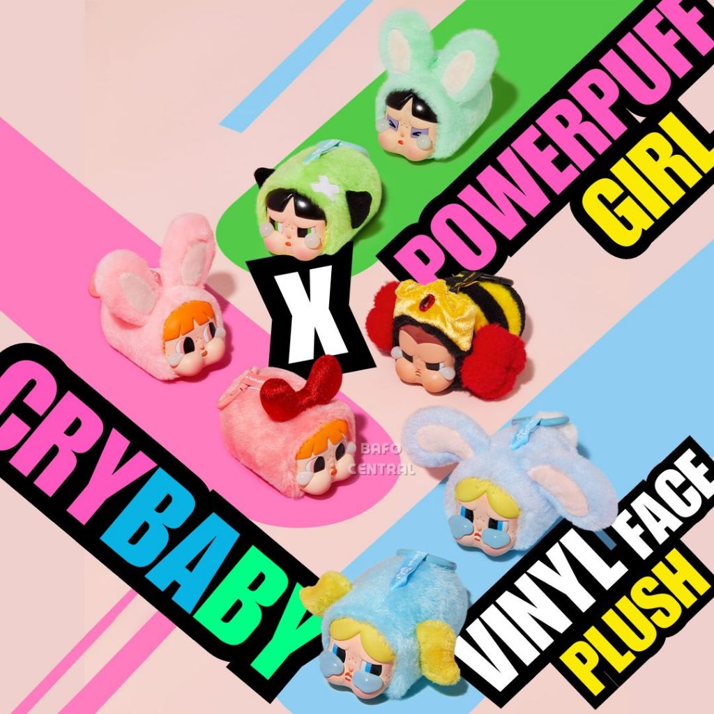 Live ** พวงกุญแจ CRYBABY × Powerpuff Girls Vinyl Face Plush POP MART พร้อมส่ง