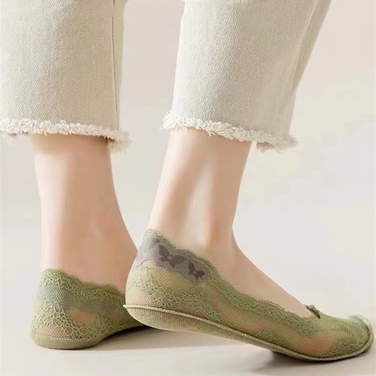 （8 color)ฤดูใบไม้ผลิ และฤดูร้อนถุงเท้าลูกไม้บางกับรองเท้ากันลื่น - รูปที่ 2