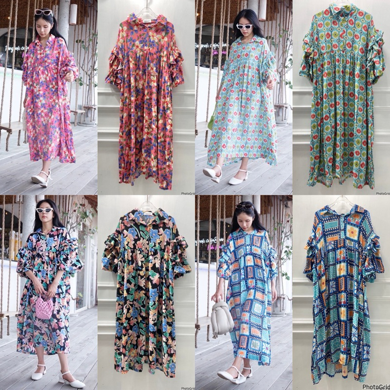 📌ทักก่อนสั่ง📌 6040 เดรสคอปก แขนระบาย อก46“ MTD