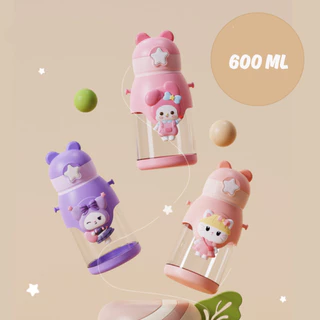 [BZ03] กระติกน้ำ กระบอกน้ำ กระติกน้ำเด็ก ขวดน้ำ ลายการ์ตูน ขนาด 600ml มีฝาปิดพร้อมหลอด น้ำหนักเบา