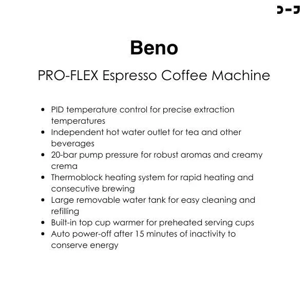 BENO เครื่องชงกาแฟเอสเพรสโซ่ รุ่น PRO-FLEX บด ชง ตีฟองในเครื่องเดียว thumbnail 4