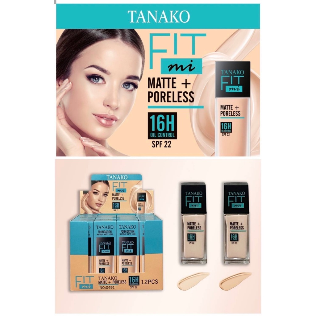 TANAKO Fit Mi Matte & Poreless Foundation รองพื้นผสมกันแดด เรียบเนียน ควบคุมความมัน SPF22