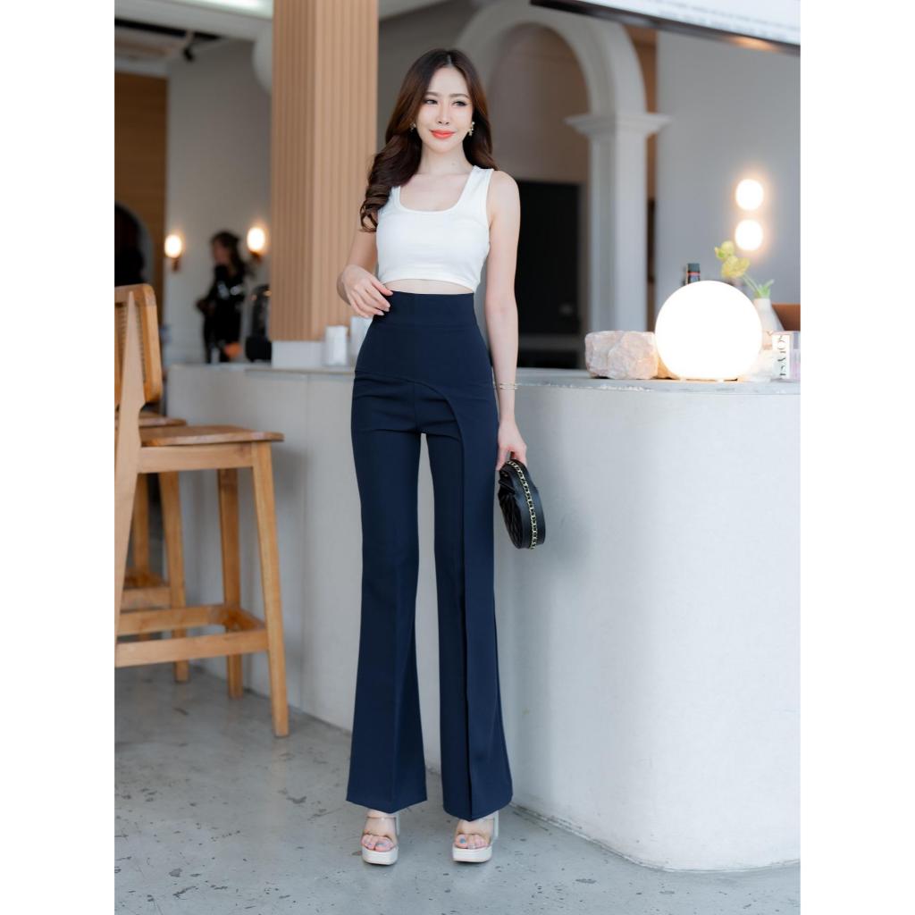 G91 กางเกงขาม้าน้อย ระบายหน้า ซิปหลัง ผ้าโกโก้ - รูปที่ 5