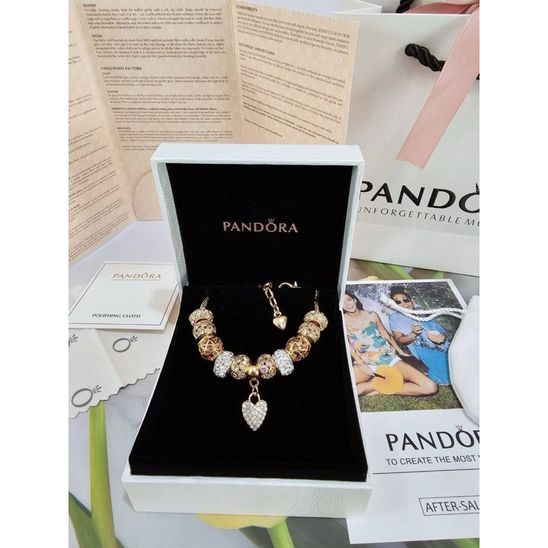 กำไลข้อมือ Pandora #รุ่นจี้หัวใจสีทอง