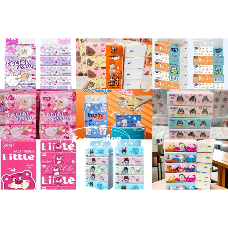 ทิชชู่เช็ดหน้าแบบยาว (แพ็ค5ห่อ) 240แผ่น หนา3ชั้น)
