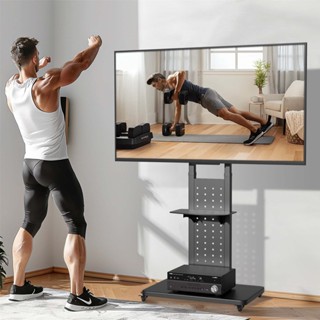 Heavy Duty Mobile TV Stand มือถือ หมุนในแนวตั้ง 90 ° ขาตั้งท…