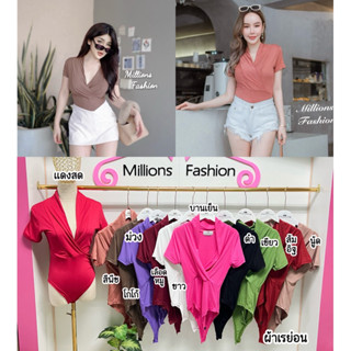 💰Pangpang💰 บอดี้สูท ป้ายหน้า แขนสั้น ผ้าเรย่อน เป้าแป้ก รอบอ…