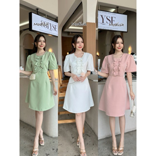 เดรสออกงาน ทำงานแขนสั้น แต่งโบว์หน้า ป้าย modish
