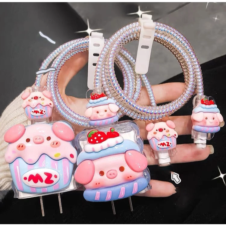 【ส่งจากไทย  มาใหม่ 1ชุด 5ชิ้น】 เคส สำหรับ ไอโฟน Apple Power Adapter 18W/20W สายชาร์จ ลายการ์ตูนน่ารัก  Cable Bite thumbnail 6