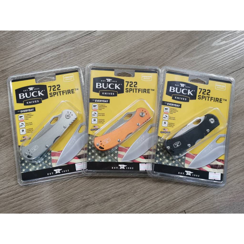 Buck 722 SpitFire มีดพับ เปิดด้วยมือเดียว ระบบ Lockback ด้ามอลูมิเนียม (Made in USA) by Jeep Camping