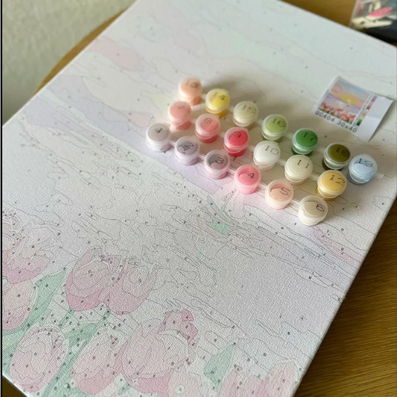 ภาพวาดสีน้ํามัน 40*50 ซม ระบายสีตามตัวเลข รูปดอกไม้ ไร้กรอบ DIY สําหรับผู้ใหญ่ ของขวัญ - รูปที่ 6