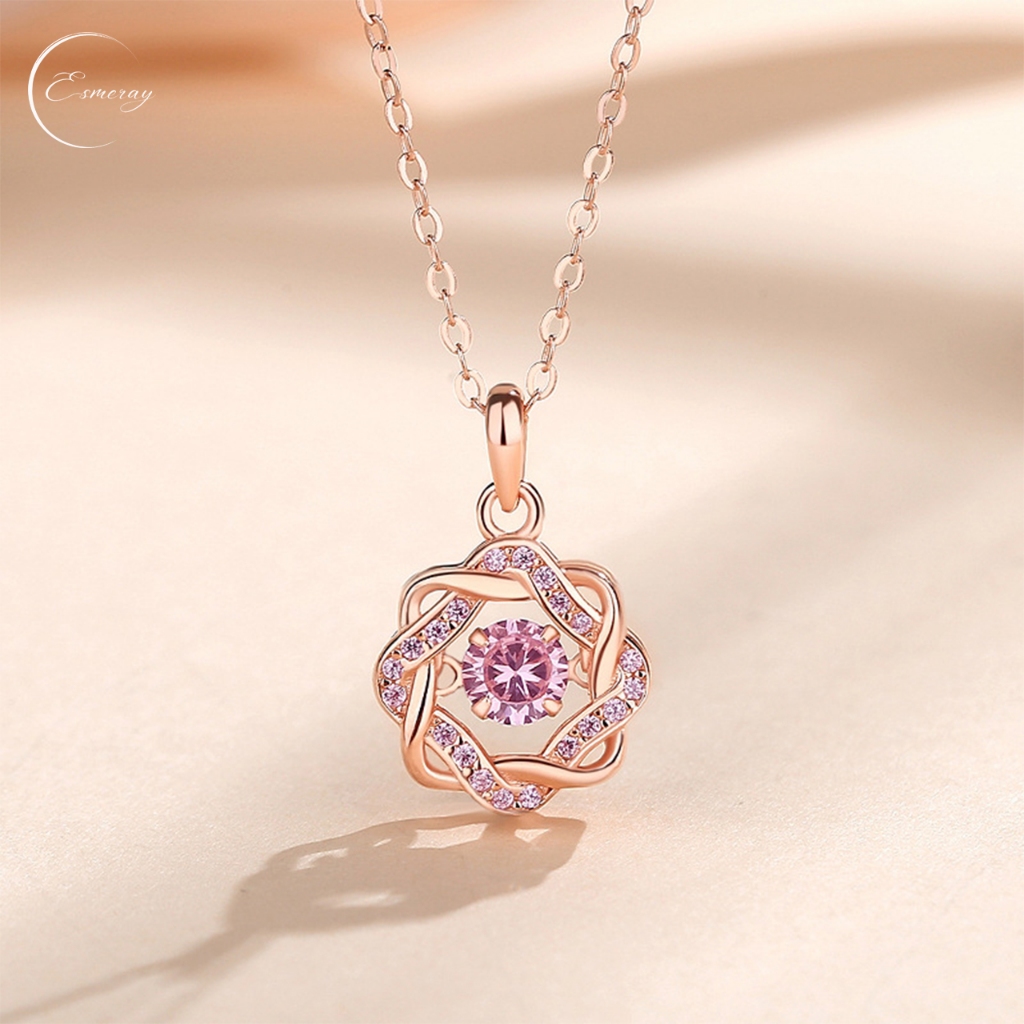 Peach Heart Necklace สร้อยเงินแท้ Esmeray หัวใจดอกท้อ สวย