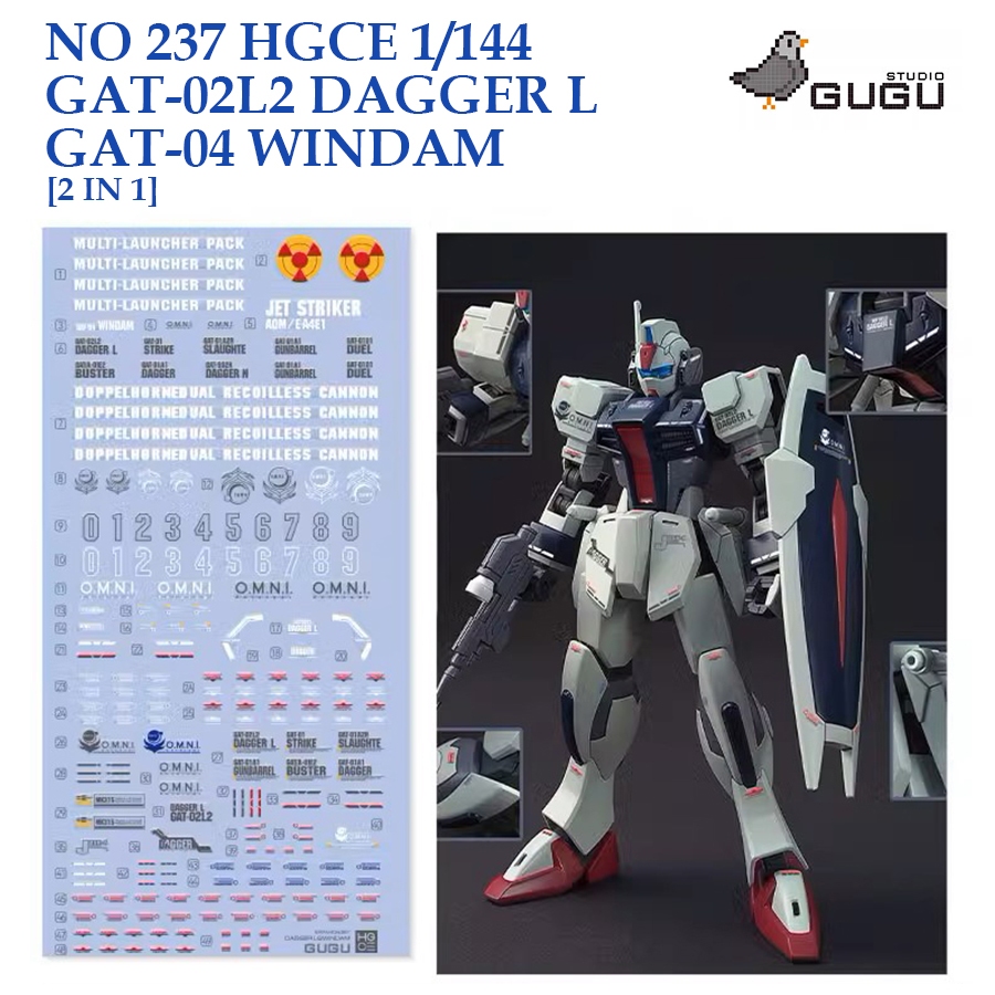 ดีคอลน้ำ [GUGU STUDIO] HG 237 HGCE 1/144 GAT-02L2 DAGGER L / GAT-04 WINDAM GUNDAM [2IN1] WATER DECAL