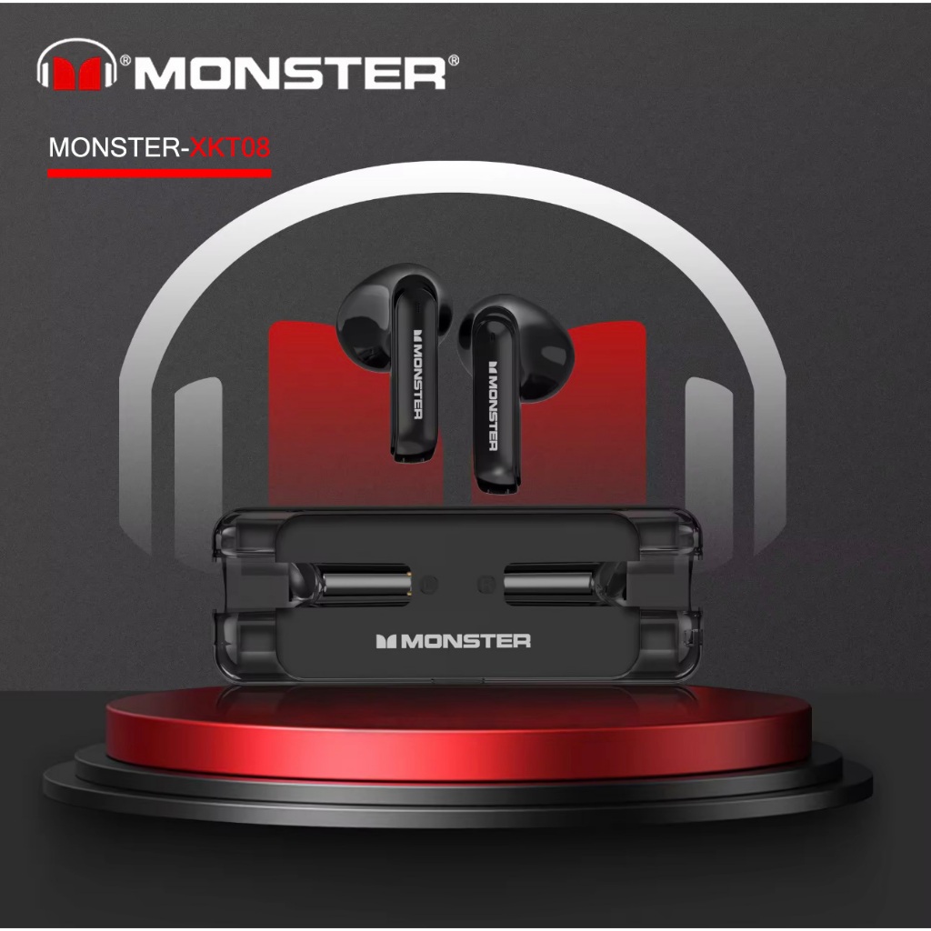 MonsterTWS XKT08 หูฟังบลูทูธไร้สาย BT5.3 Noise Cancelling  หน้าตาสุดคลาสสิค พกพาสะดวกต่อการใช้งาน สินค้ามีการรับประกัน