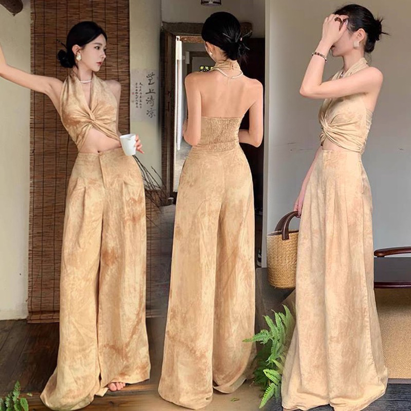 พร้อมส่ง เซ็ต 2 ชิ้นกางเกงขายาวผ้าลายหินอ่อน