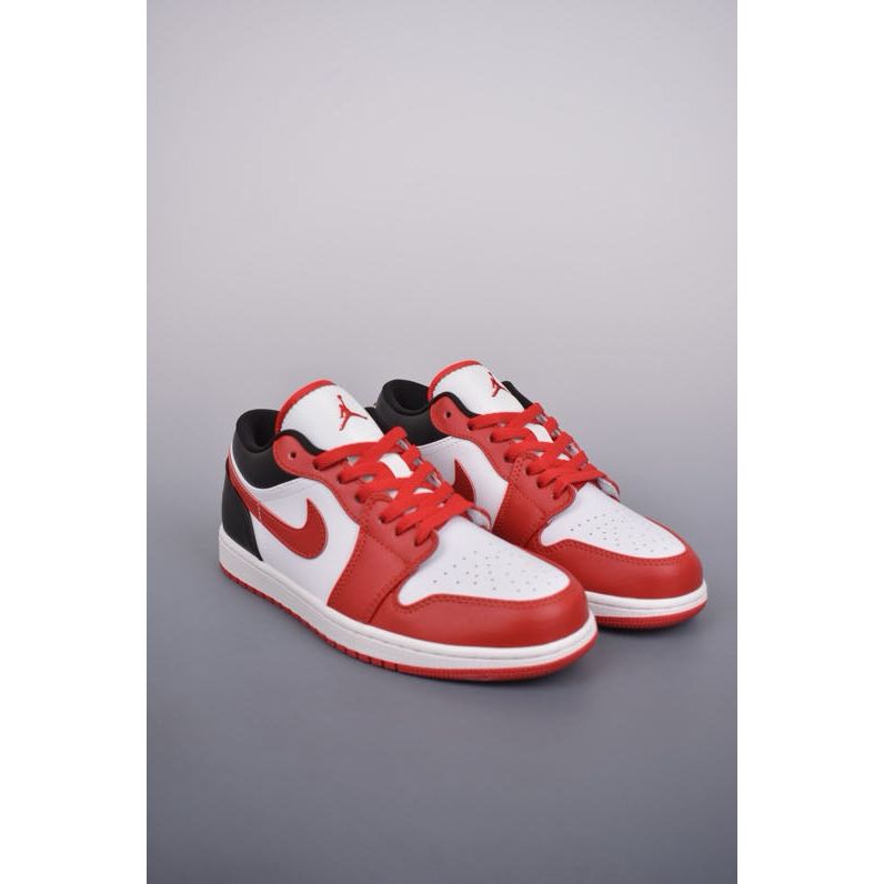 Air Jordan 1 Low สีขาว สีแดง สีดำ ด้านบนต่ำ