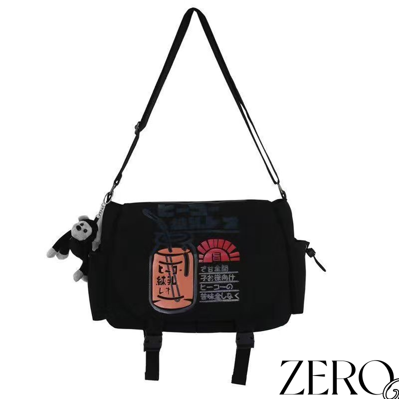 กระเป๋าสะพายไหล่ สะพายข้างลําลอง จุของได้เยอะ สไตล์ญี่ปุ่น ใส่หนังสือได้