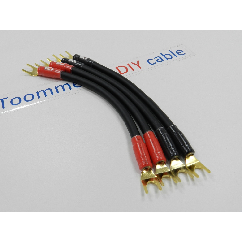 สายต่อลำโพงไบไวร์รุ่นกลาง Jumper speaker cable Bi-wire spade to spade Canare quad star 4S8  (หางปลาท