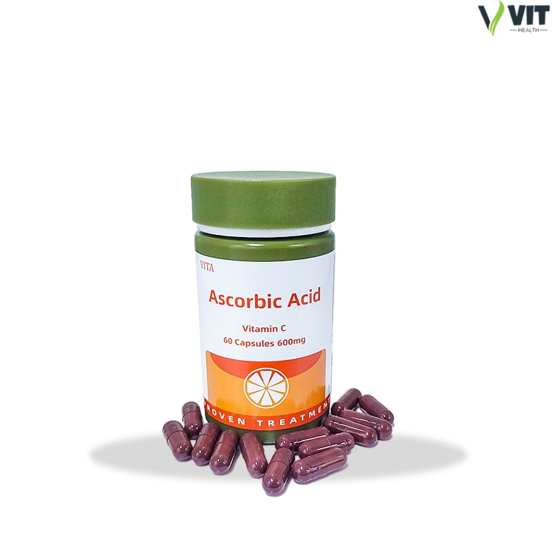 (60 เม็ด)VITA ASCORBIC ACID/VITAMIN C CAPSULE SUFFEMENT จำกัด ผลกระทบของอนุมูลอิสระ 600 มก.