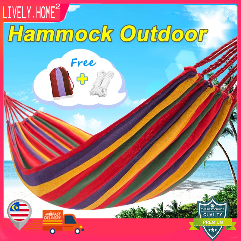 แบบพกพา เปลยวน 280X100CM (แถมฟรีกระเป๋าและเชือก) เปล เปลนอน บ้าน เปลเดินป่า camping hammock