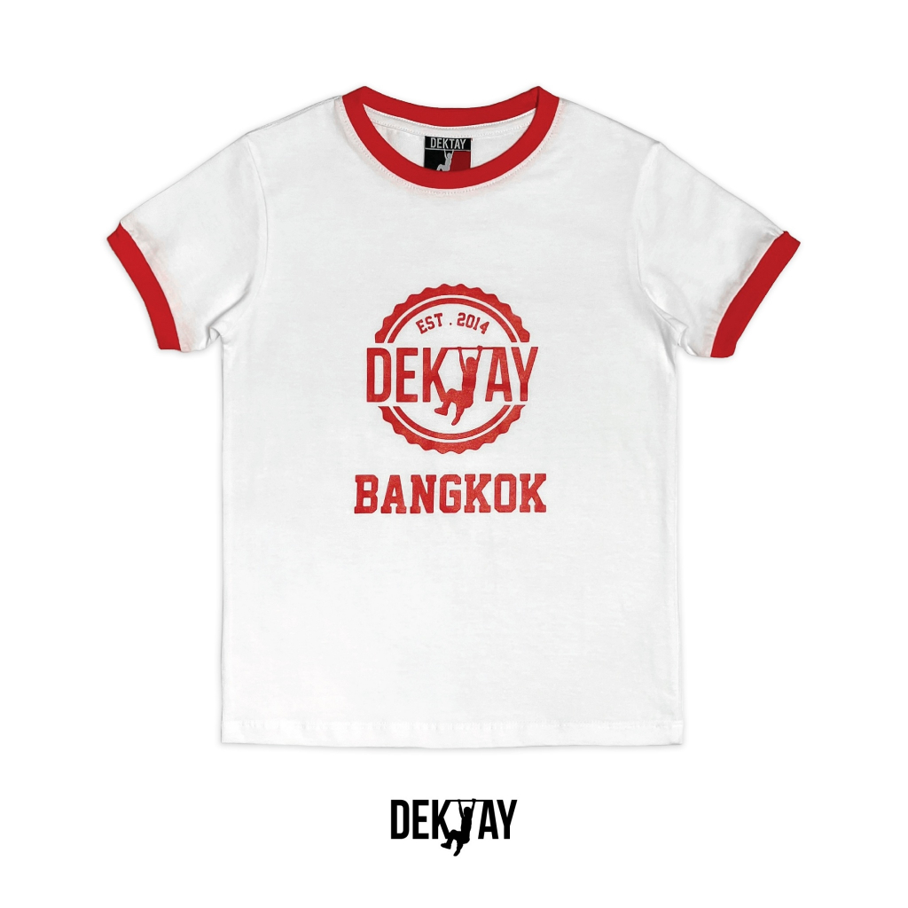 Dektay vintage old school-white เสื้อยืดแขนสั้นวินเทจ