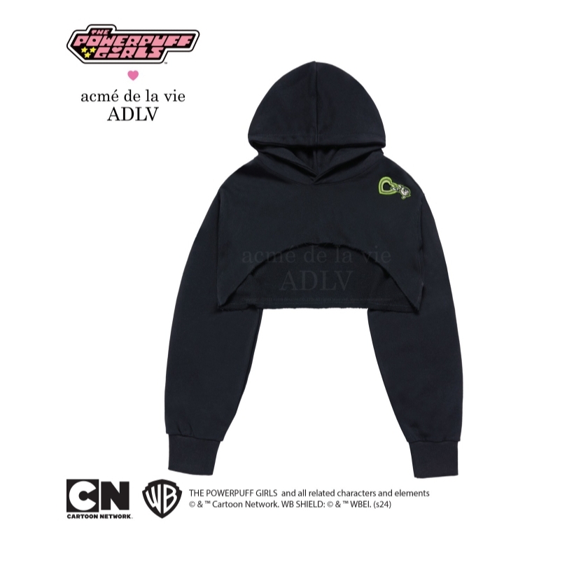 ADLV [acme de la vie] เสื้อครอปแขนยาว รุ่น The Powerpuff Girls X ADLV Heart Cut-Out Needlework Boler