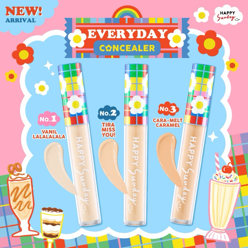 ( พร้อมส่งสี01 ) Happy Sunday • EVERYDAY CONCEALER สี01 เหมาะกับผิวขาว/ขาวเหลือง | คอนซีลเลอร์เนื้อบางเบาสบายผิว