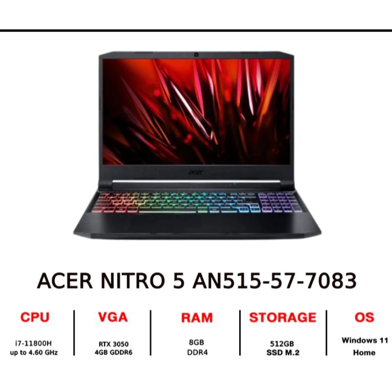 Gaming Notebook มือสอง โน๊ตบุ๊คมือ2 เกมมิ่ง - Acer NITRO 5 AN515-57-7083