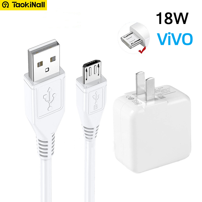 Taokinall vivo หัวชาร์จ18w หัวชาร์จ+สายชาร์จ Micro USB FastCharging 1M/1.5M/2M สายชาร์จ(รับประกันหนึ่งปี)V9/V11i/V11