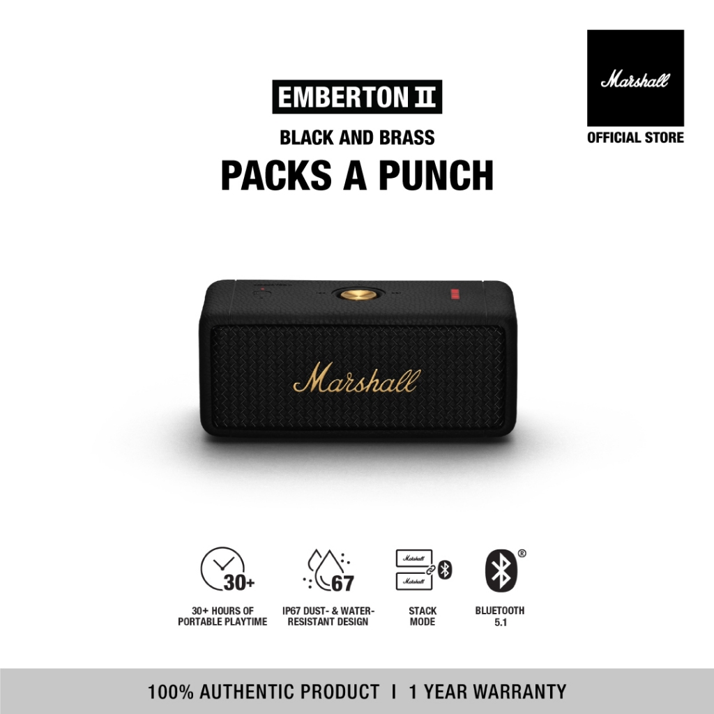 MARSHALL Emberton II - รับประกัน 1 ปี+ส่งฟรี - ลำโพงบลูทูธ ลำโพง bluetooth ลำโพงพกพา