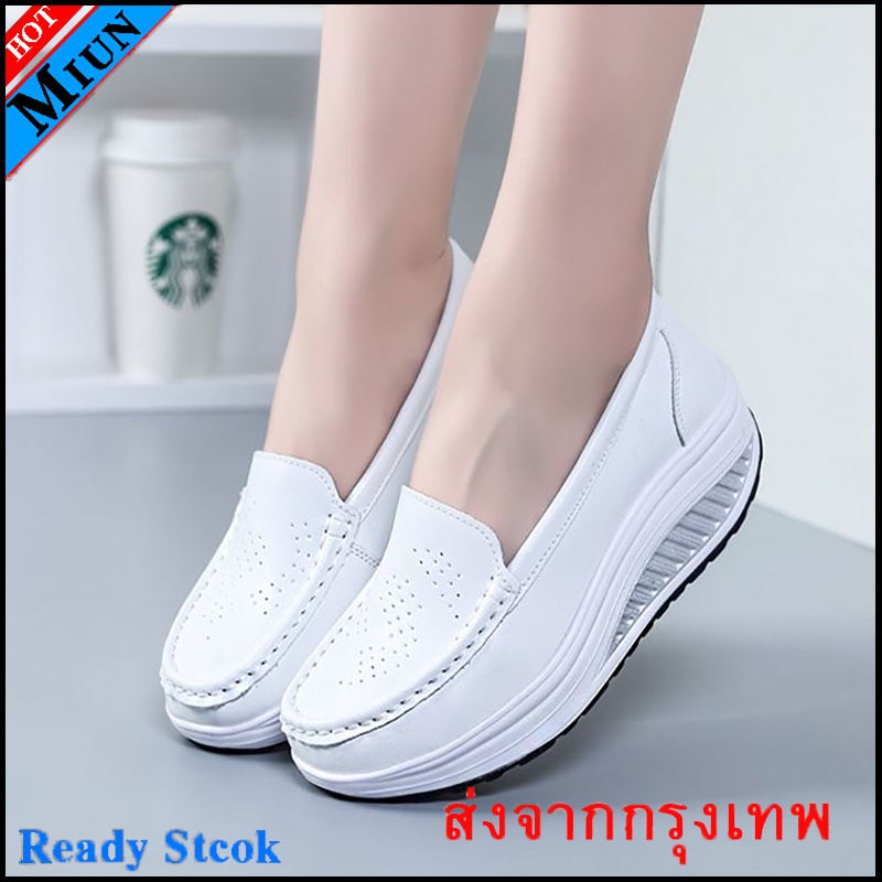 รองเท้าผ้าใบ ส้นสูง สไตล์ลำลอง รูปแบบรองเท้าพยาบาล สำหรับผู้หญิง，ขนาดใหญ่ 36-42