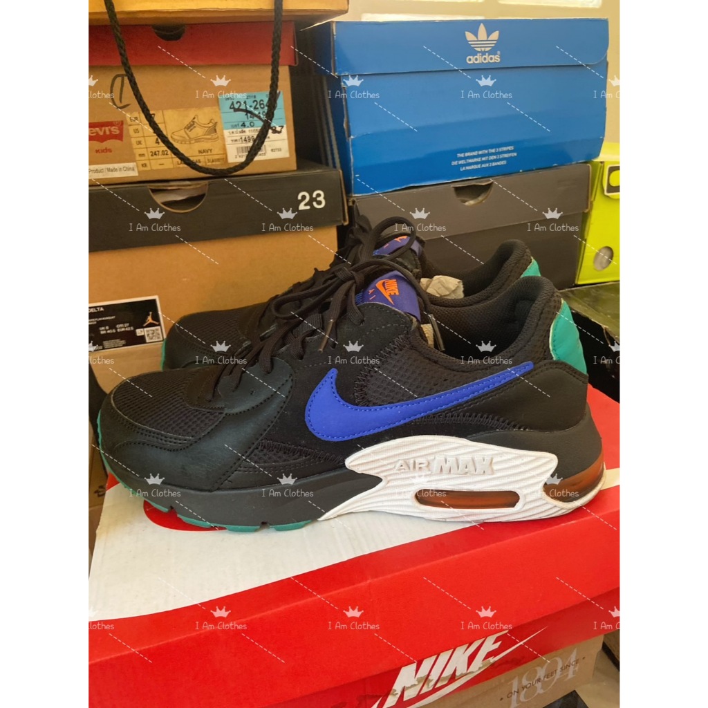 รองเท้า ผ้าใบ ผู้ชาย Nike Air Max Excee สีดำ ฟ้า เขียว มือ 2 ยาว 26cm 7UK พร้อมกล่อง ของแท้