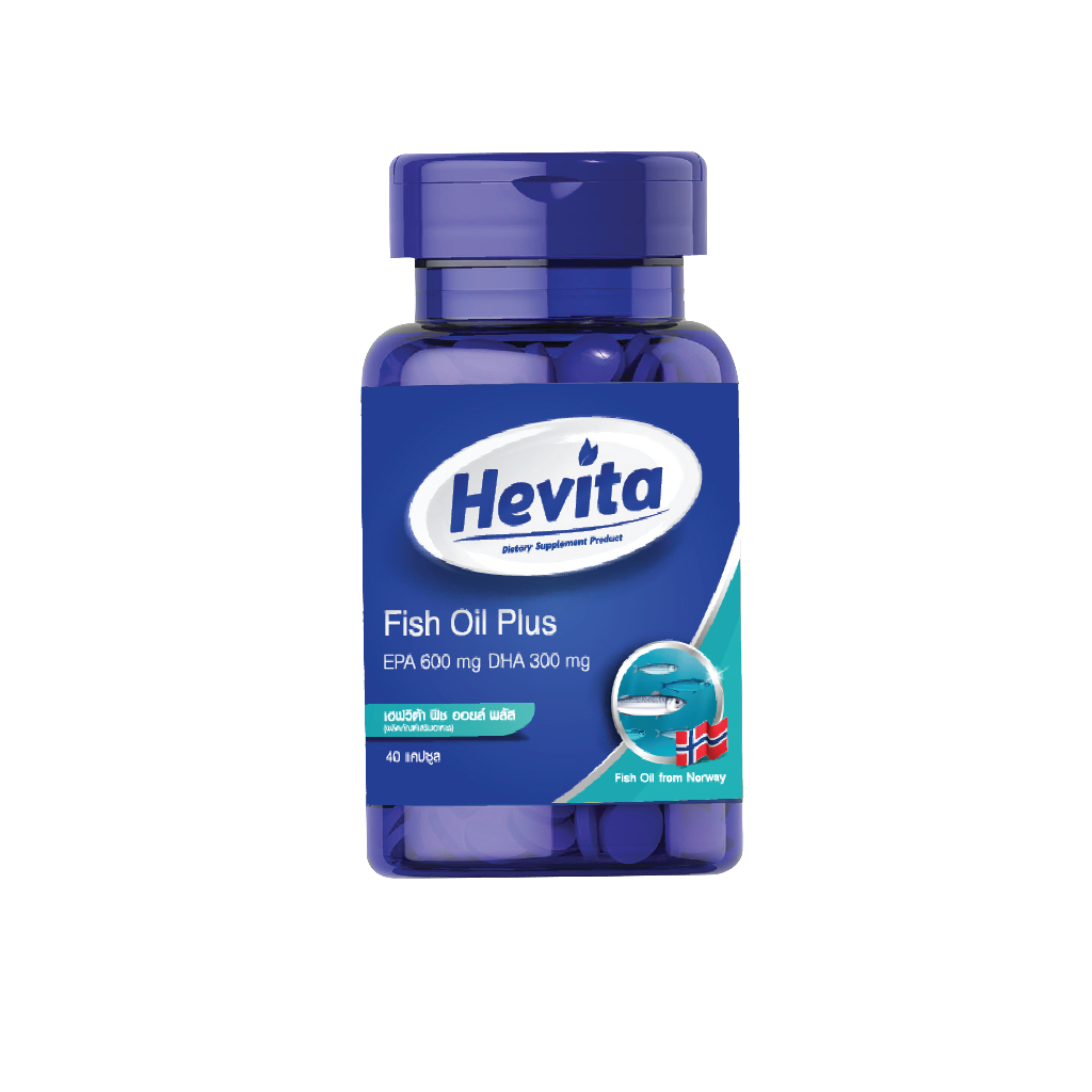 Hevita Fish Oil Plus น้ำมันปลา จากนอร์เวย์ 40 แคปซูล