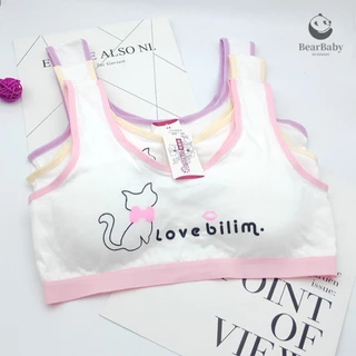 สปอร์ตบราเด็กหญิง เสื้อในเด็ก ลายเเมว 7-12ขวบ มีฟองน้ำ ทรงสปอร์ต สวมใส่ง่าย ใส่สบาย