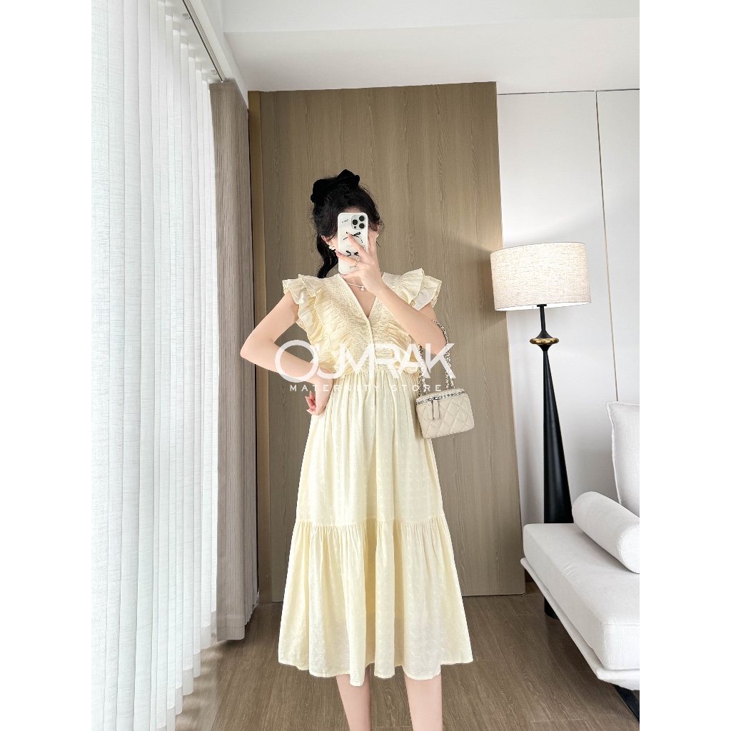 BG1088 (( สายผูก + ซับใน + ให้นม )) ชุดเดรสคลุมท้องผ้าฝ้าย เนื้อผ้านิ่ม