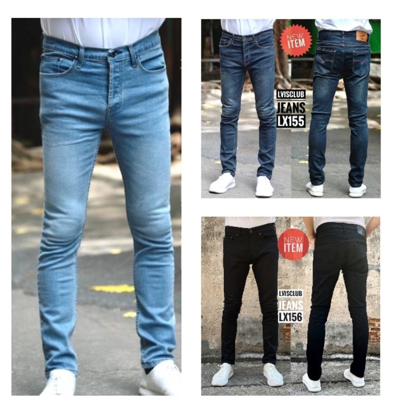 ถูกสุด LX15 กางเเกงยีนส์ทรงขาเดฟ Skinny ผ้ายืด ทรงสวยใส่สบาย