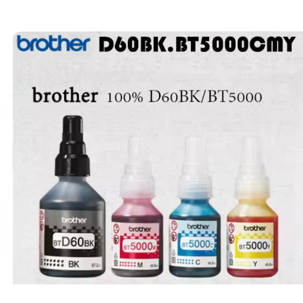 หมึกเติมแท้ Brother BT6000-D60BK/BT5000CMY ชุด 4For Brother T520 T510 T220 T420 T520 T910 T810