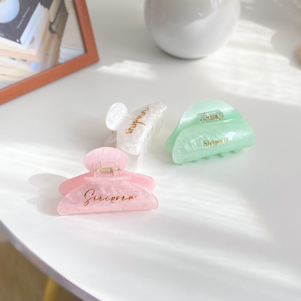 กิ๊บหนีบผม รุ่น Basic กิ๊บติดผมใส่ชื่อ M + ถุงผ้าซาติน(คละสี)ฟรีกล่องทุกออเดอร์