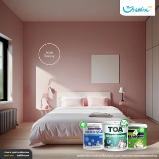 TOA สีภายนอก+ภายใน สีชมพู 1L ชมพูบานเย็น สีทาบ้าน สีน้ำ สีอะครีลิค สีทาภายนอกและภายใน เนื้อสีแน่น สีทาภายนอกและภายใน
