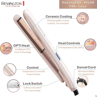 Remington เครื่องหนีบผม รุ่น S-9100TH PROluxe Straightener (เหมาะกับผมหนา เส้นใหญ่)ผมเงางาม ดูมีน้ำหนัก อยู่ทรงทั้งวัน
