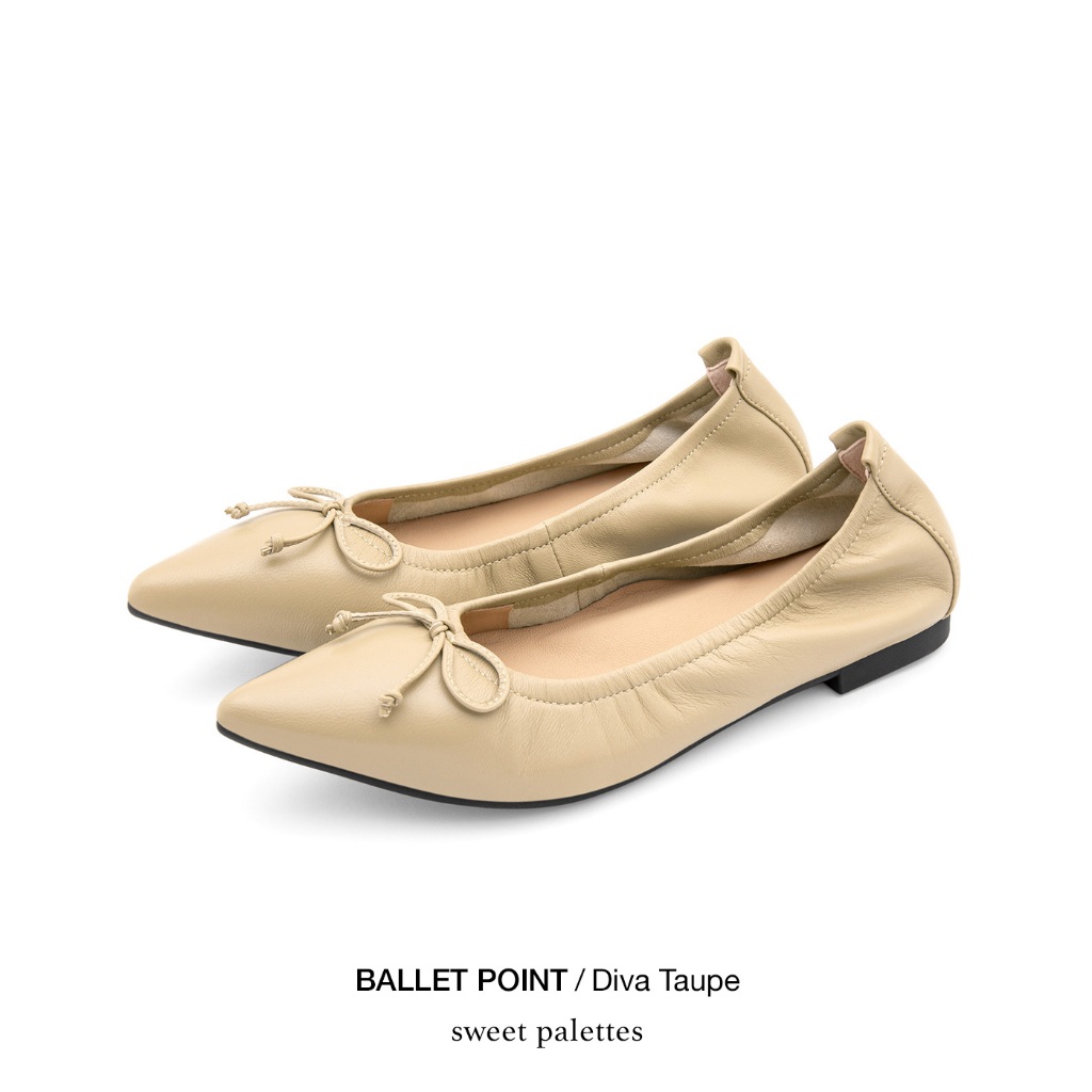 Sweet Palettes รองเท้าหนังแกะ Ballet Point Diva Taupe