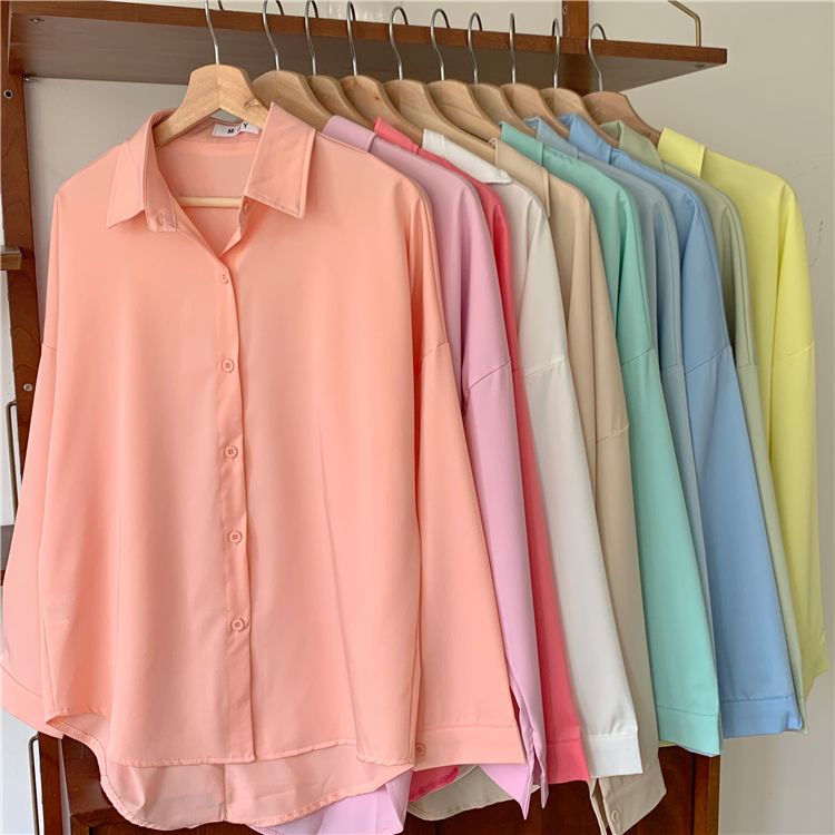 Dahong W255 เสื้อเชิ้ตแขนยาวคอปก คอปกโปโล หรูหรา สไตล์ฝรั่งเศส แฟชั่นฤดูใบไม้ร่วง ผ้าไม่หนา มีความลื่นๆ